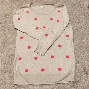 J. Crew Tan and Polka Dot Sweater